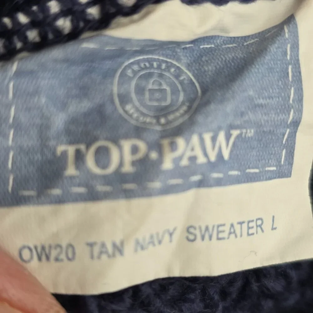 Top Paw Tan Navy Knitted Dog Sweater